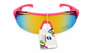 Dětské sluneční brýle Vividsight T03-6305, růžový matný rám / červeno-žlutá skla, Cat.3